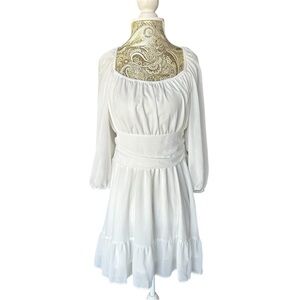 Stretchy White Cottage Dress Summer Festival Bridal Farm Bohemian Size Large